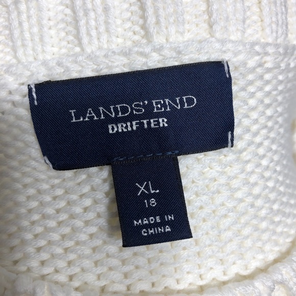 Lands’ End Drifter Chunky Cable Knit Sweater in Cream XL - Picture 4 of 6